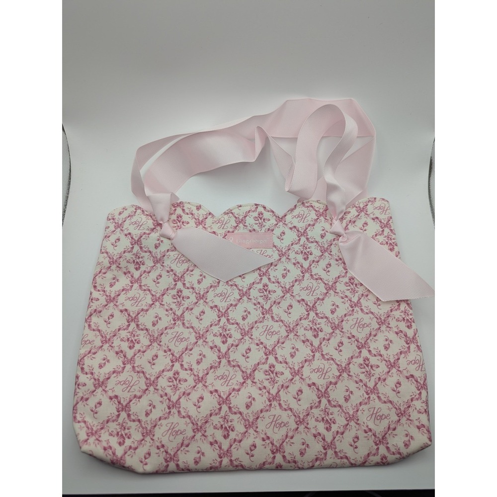 Longaberger 2009 Horizon of Hope Tote Pink Floral Print Breast Cancer‎ Awareness
